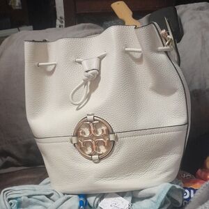 Tory Burch White Bucket Bag